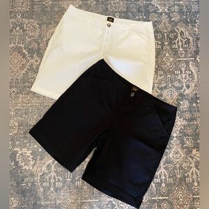 Lee Women's White and Black Stretch Bermudas